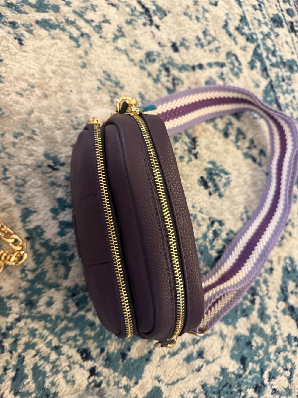 NWT Pom Pom London Purple Crossbody Bag with Multiple Straps - Picture 5 of 13
